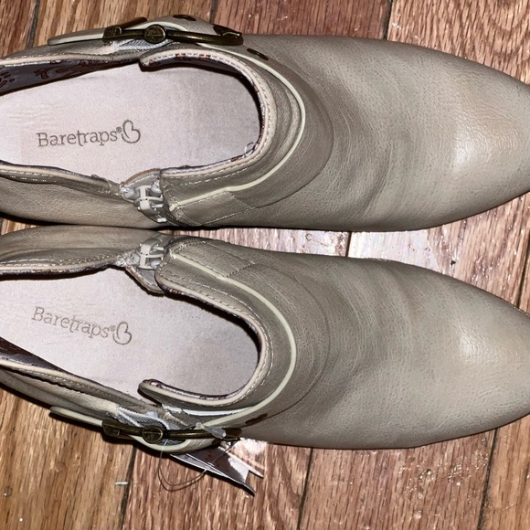 BareTraps Cream Ankle Booties with Strap Detail - Picture 3 of 6